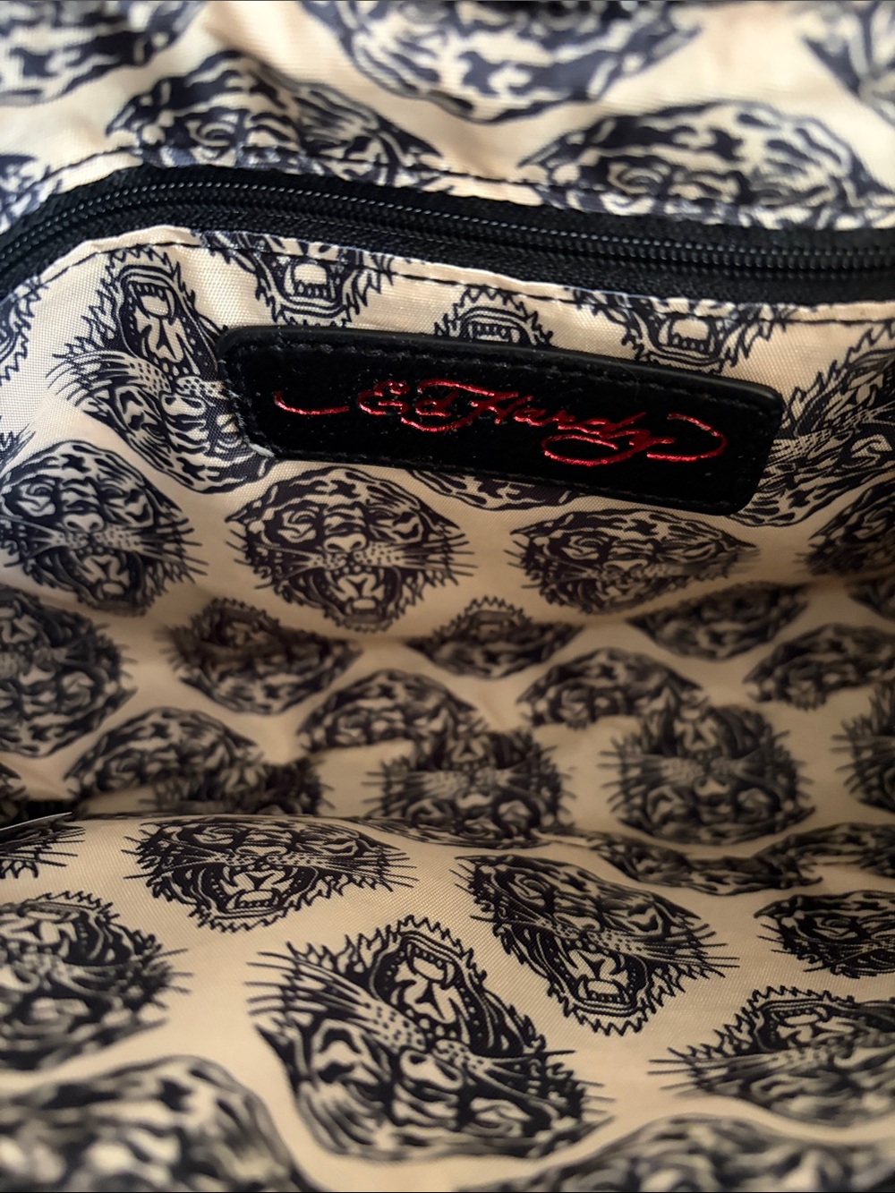 Ed Hardy Leopard Tattoo Crossbody Bag in Beige, Black, Red - Picture 4 of 6